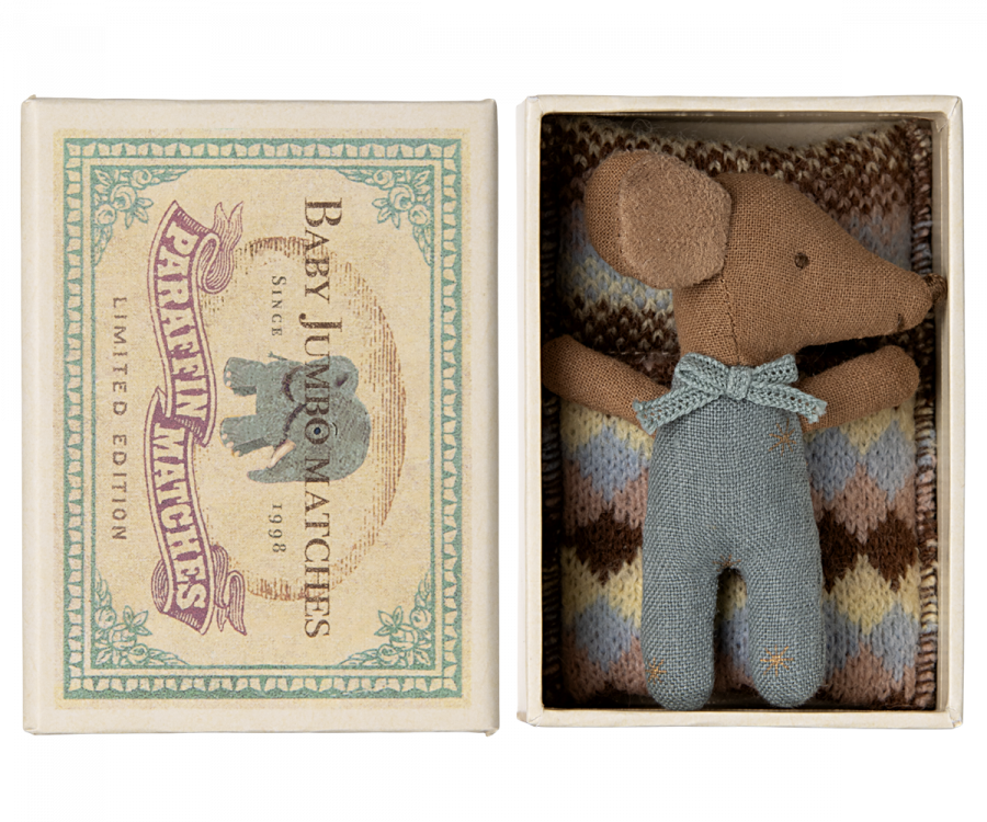 Maileg babymuis in doosje blauw 3+