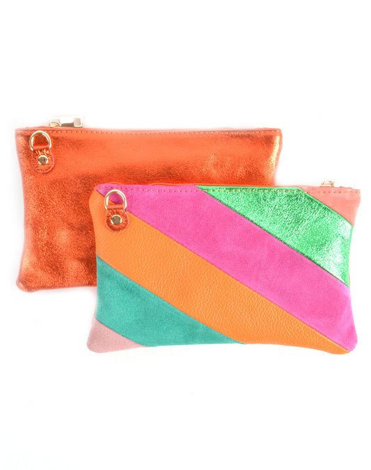 Giuliano regenboog tas metallic leer oranje