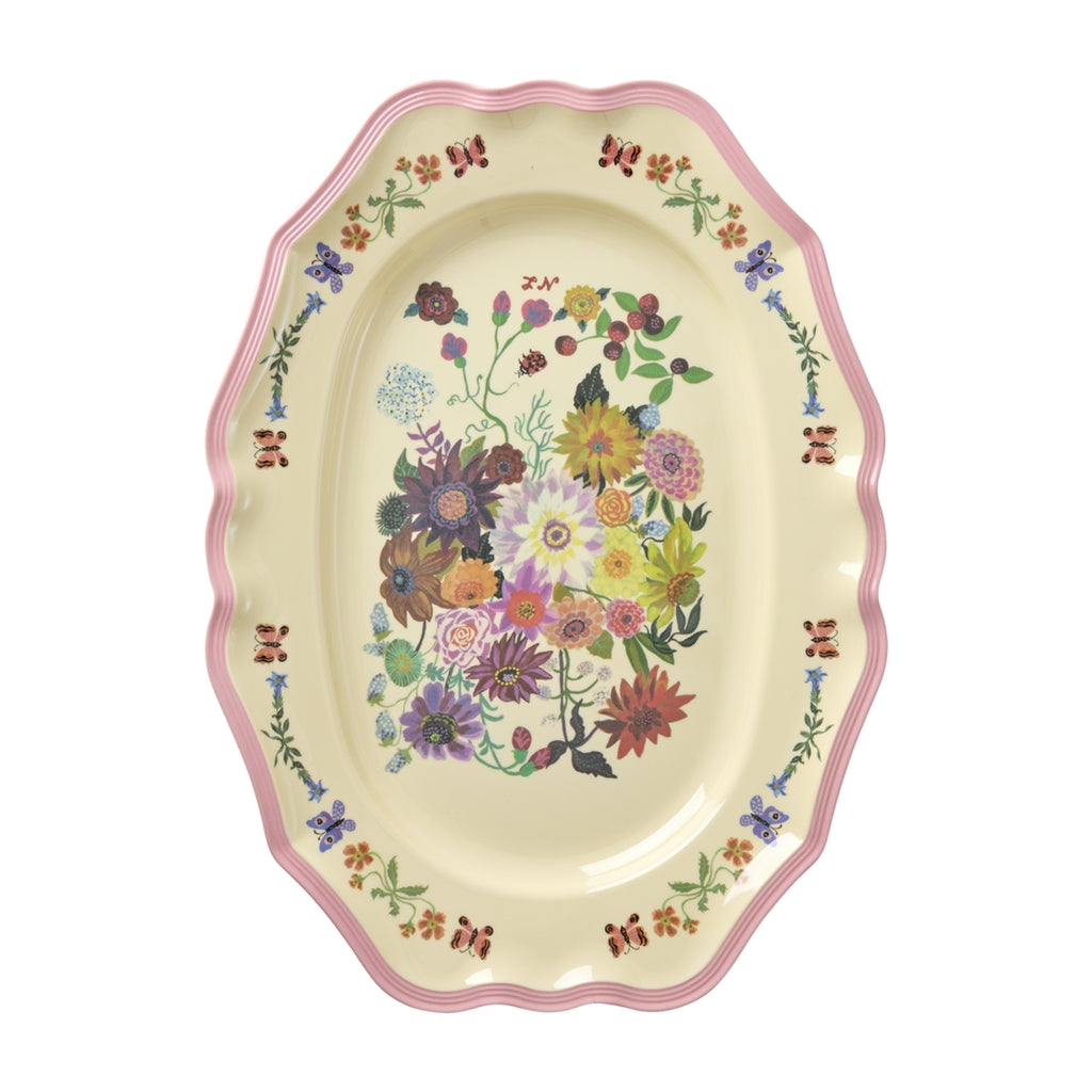Rice Groot Vintage Serveerschotel Roze Nathalie Lété Print