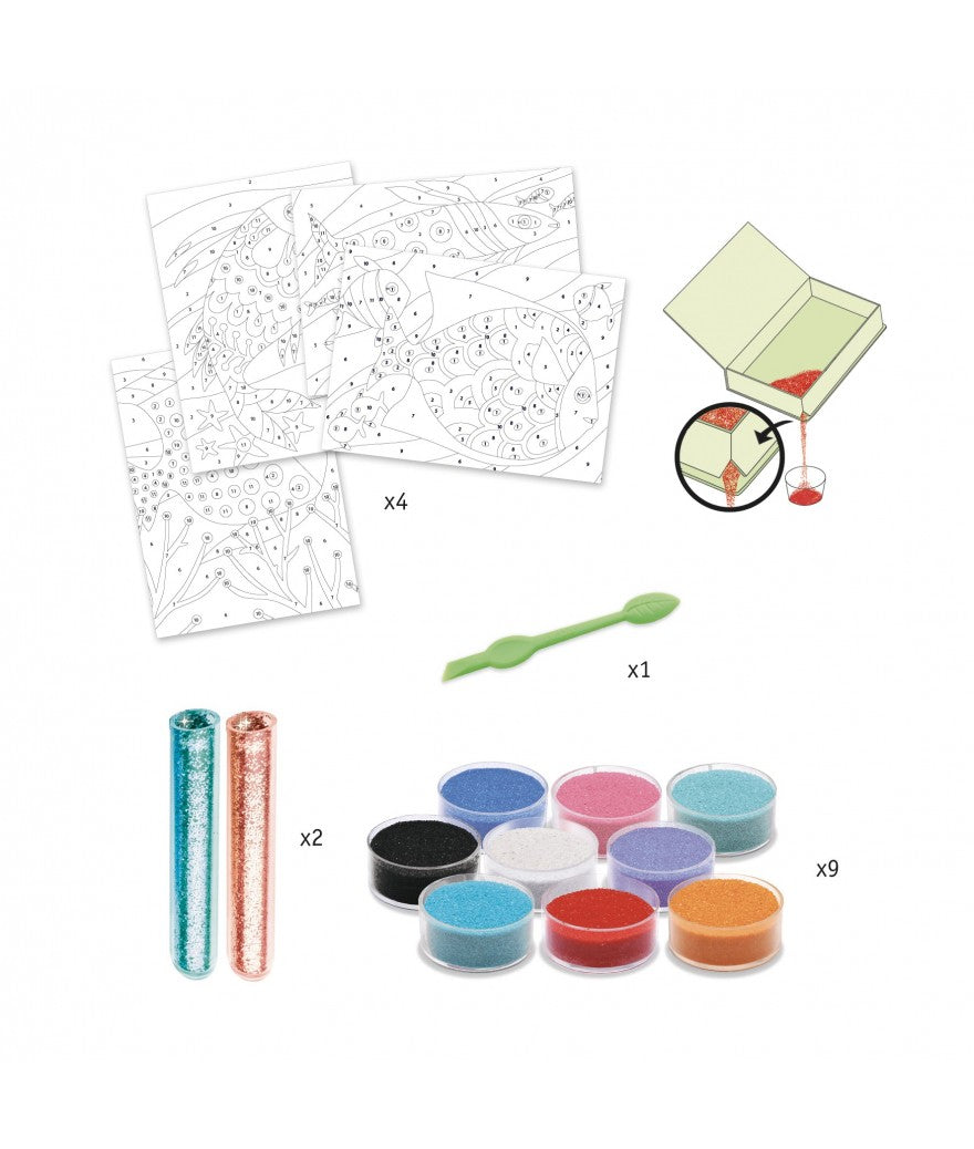 Djeco zand en glitter regenboog van vissen 6+