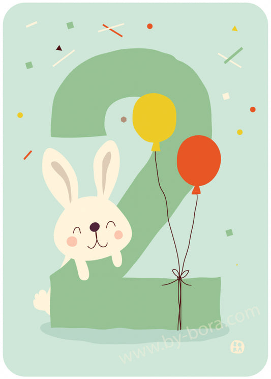 Bora verjaardagskaart 2 bunny