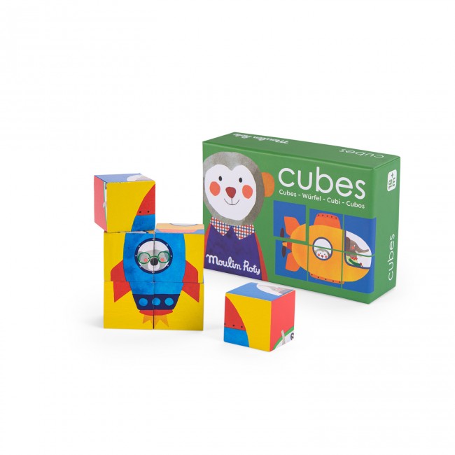 Moulin Roty Puzzel met 6 blokjes Les Popipop +18m