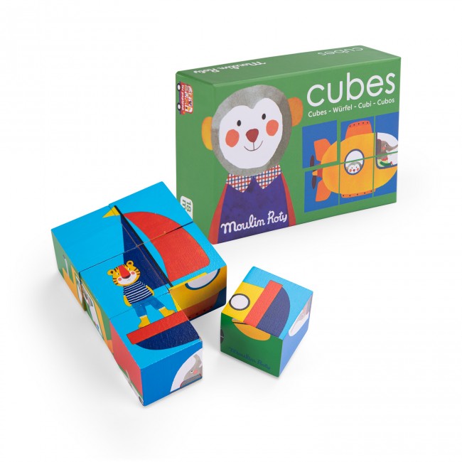 Moulin Roty Puzzel met 6 blokjes Les Popipop +18m