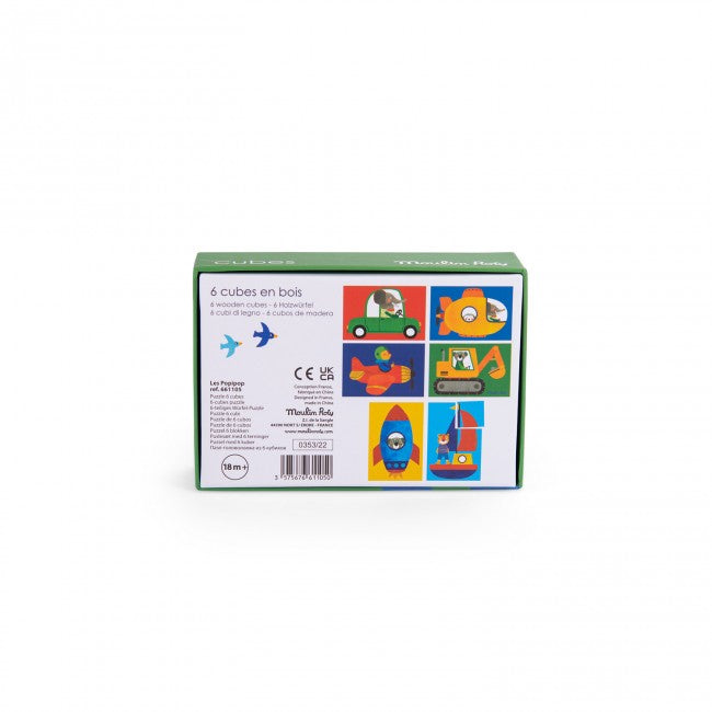 Moulin Roty Puzzel met 6 blokjes Les Popipop +18m