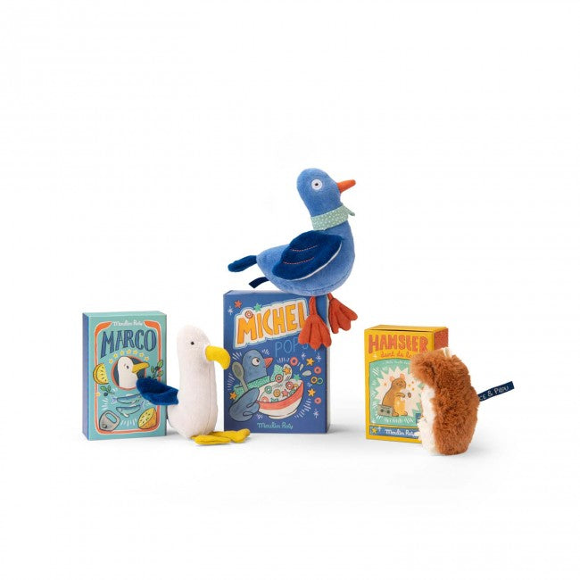 Moulin Roty Gull rattle doll Puce & Pilou