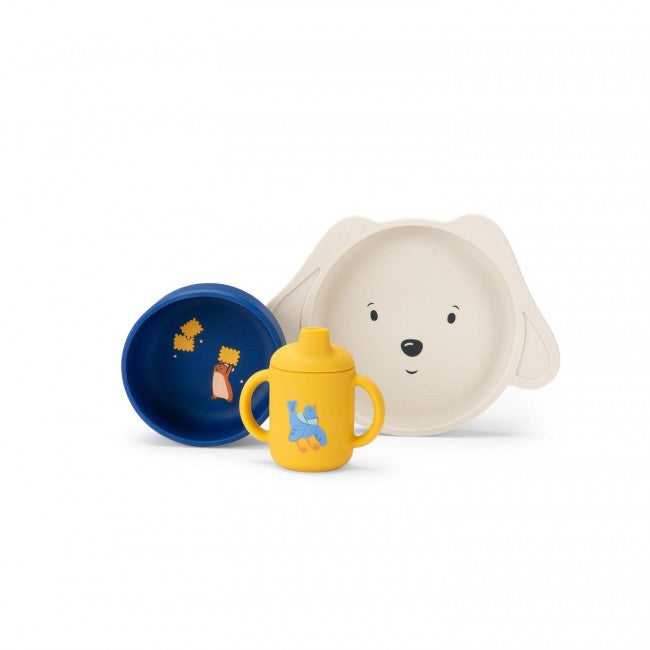Moulin Roty Servies baby trio Puce and Pilou 1+