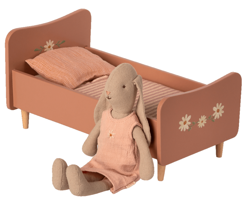 maileg poppenbed hout roze 13* 26,5*15 cm