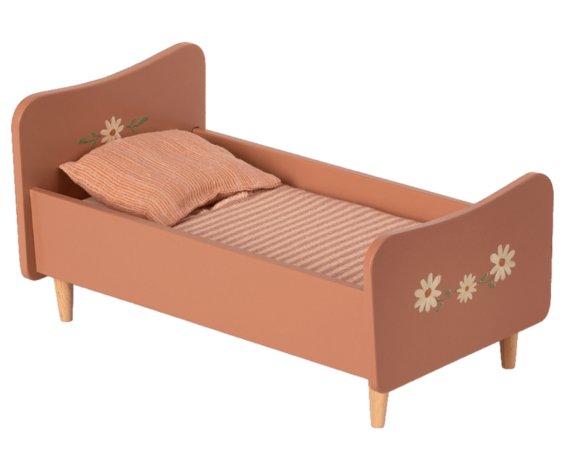 maileg poppenbed hout roze 13* 26,5*15 cm