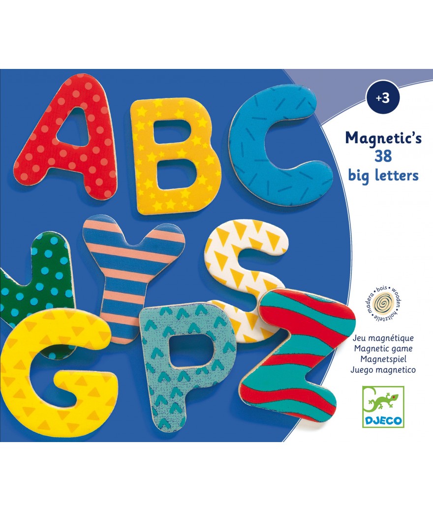 Djeco 38 magnetische hoofdletters hout 3+