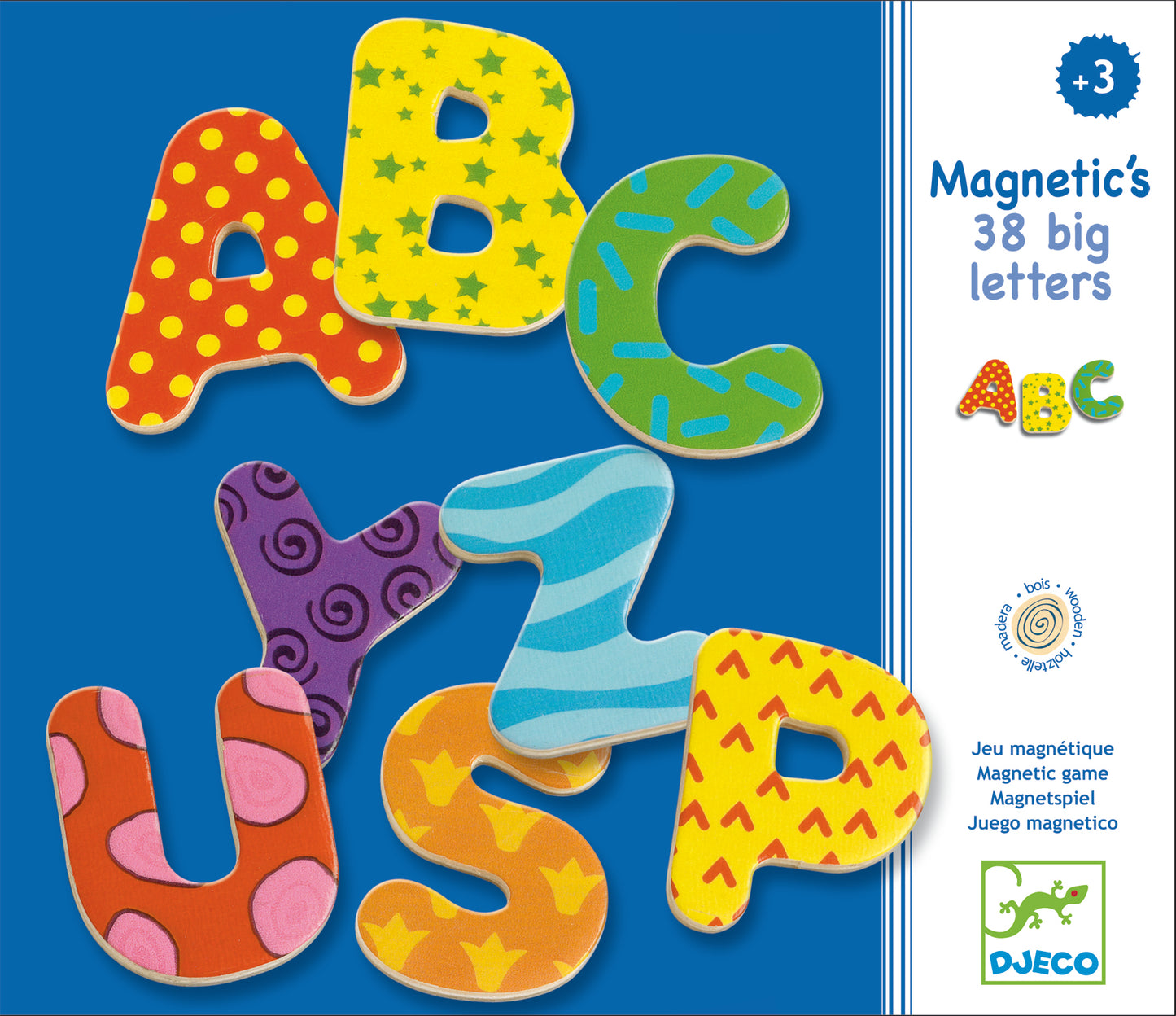 Djeco 38 magnetische hoofdletters hout 3+