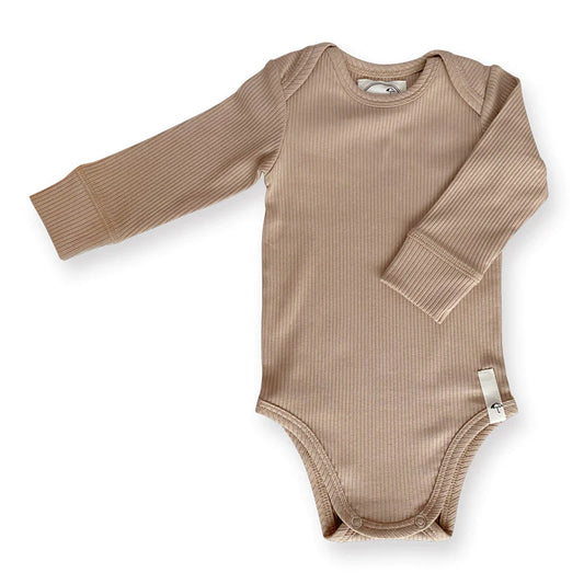 Saga Copenhagen romper body long sleeve rib nougat