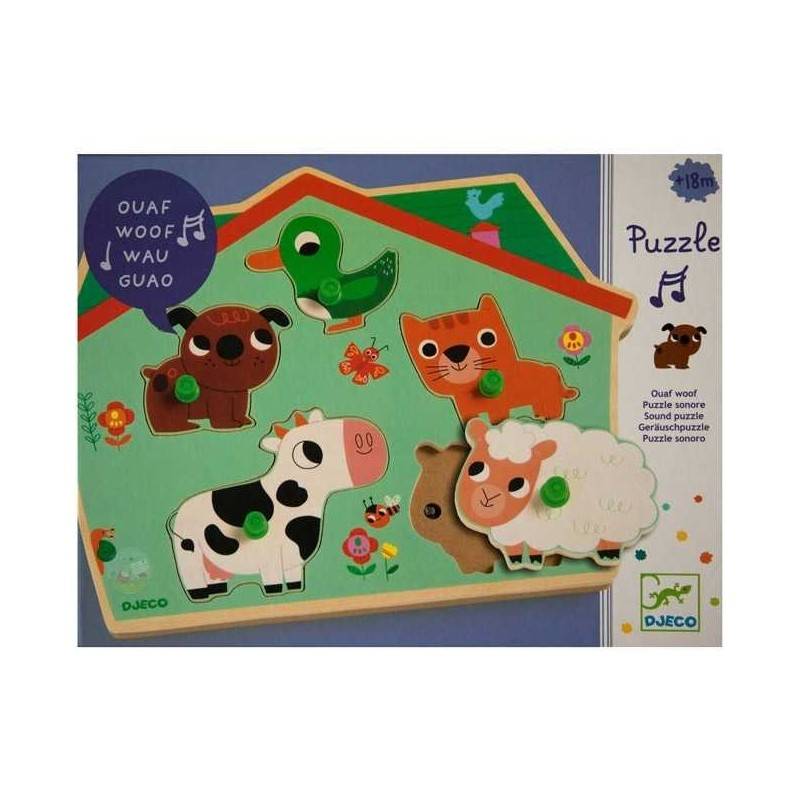 djeco puzzel met geluid ouaf woof 18m+