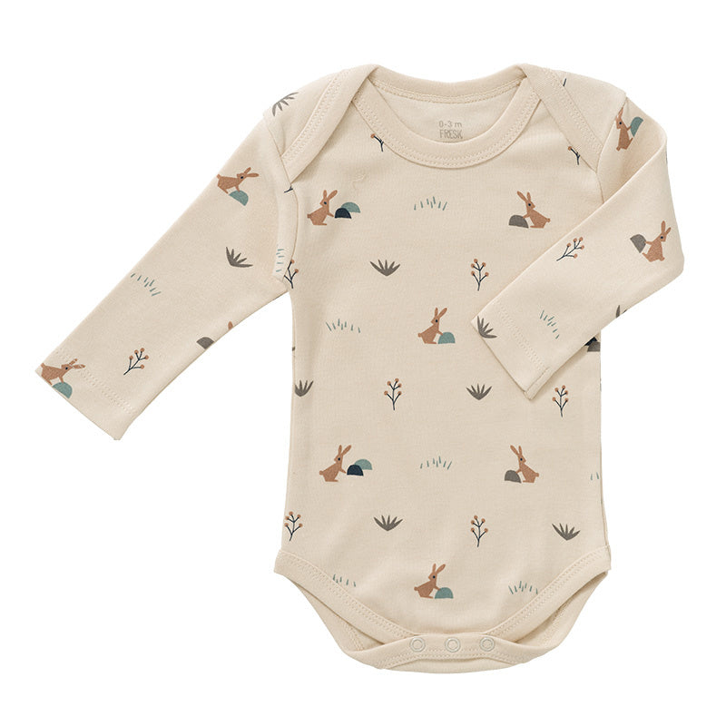 Fresk Romper lange mouw Rabbit Sandshell 0-3 m