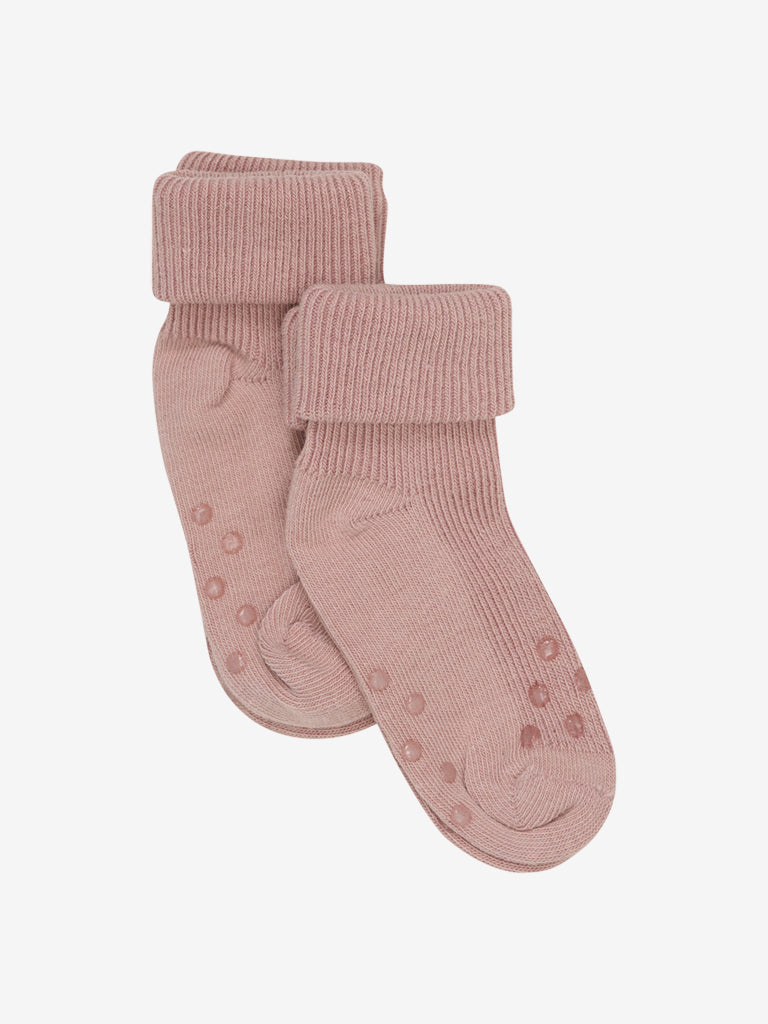 Minymo Baby rib anti slip sokken set roze
