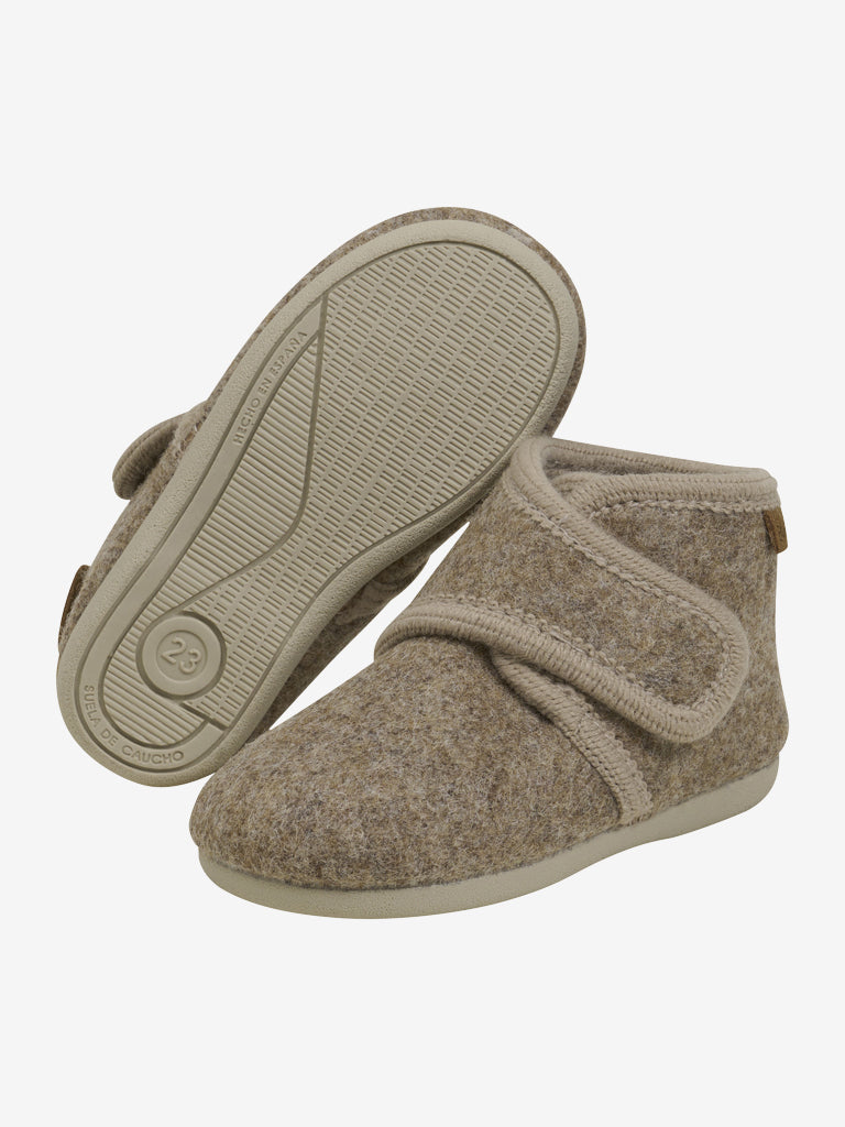 Enfant sloffen wol walnut melange