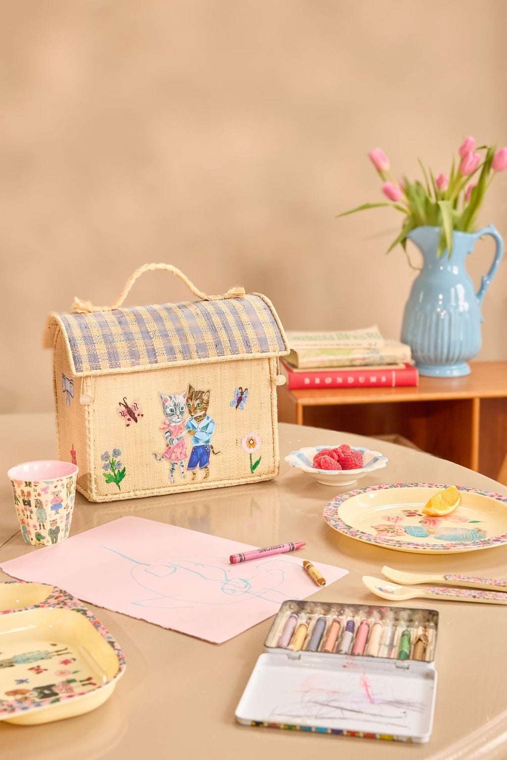 Rice Klein Raffia Kindertas Natuurlijk Nathalie Lété Theme