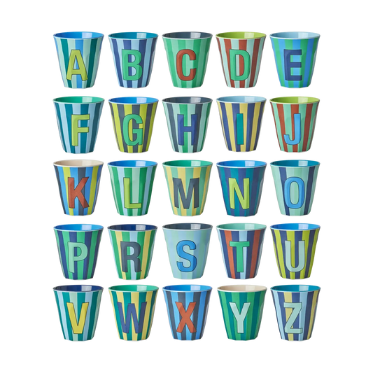 Middelgroot Alfabet Beker - Stripes blauw variant