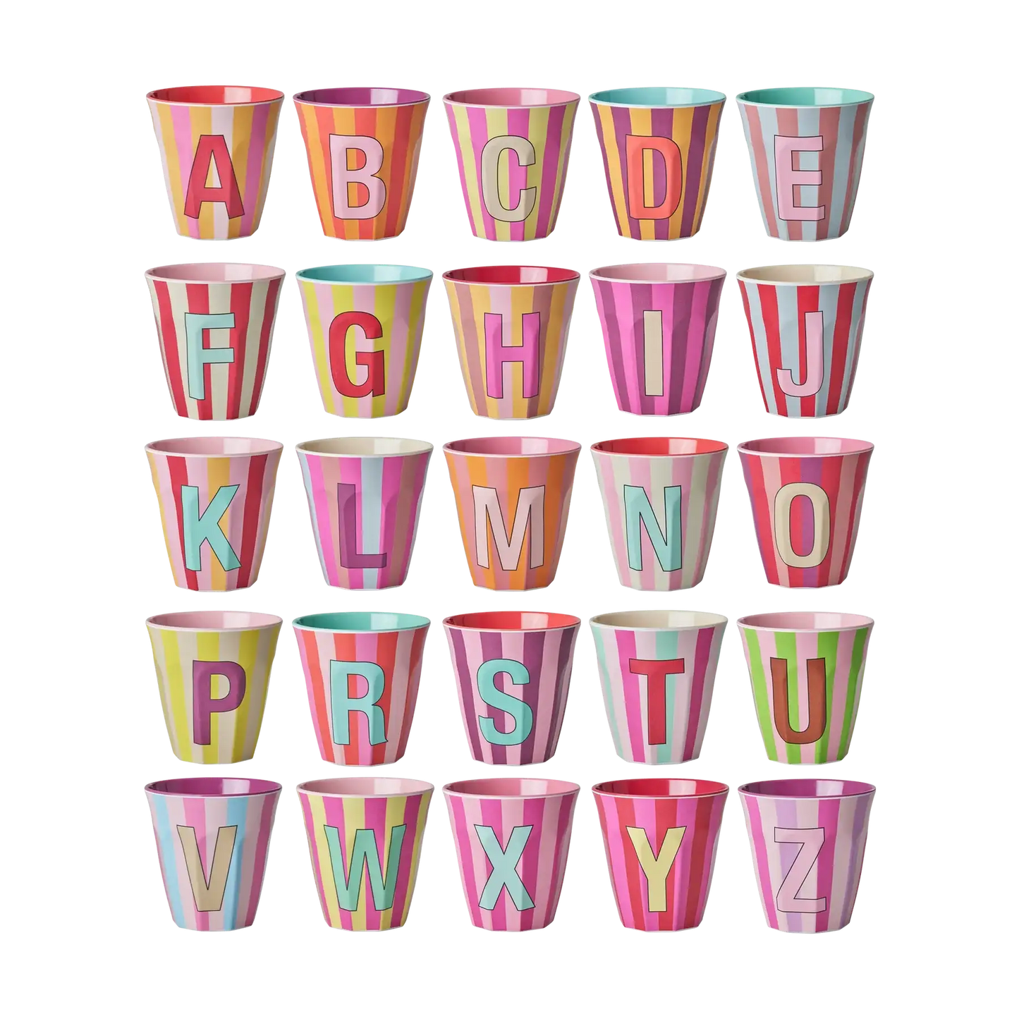 Rice Middelgroot Beker Roze Stripes