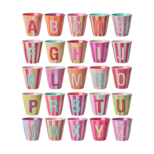 Rice Middelgroot Beker Roze Stripes