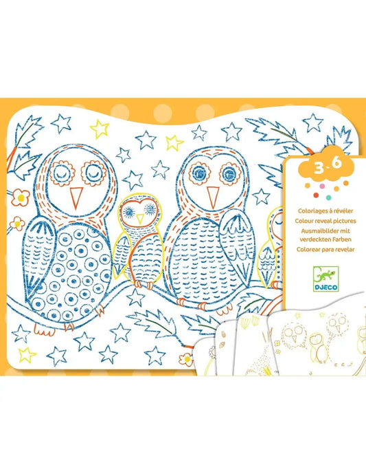 Djeco kleurplaten dierenfamilies in het bos 3+