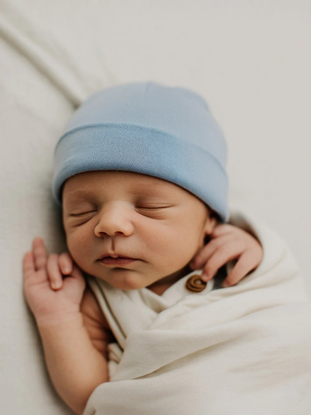 Lille Barn babymutsje Merinowol Blue Fog 56