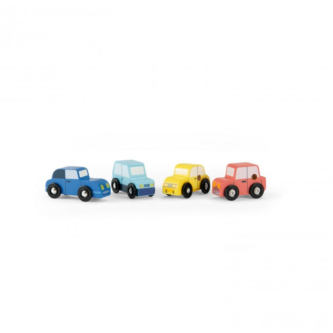Moulin Roty Set van 4 houten auto's Avenue du Moulin 2+