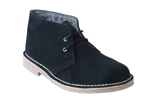 safari boot navy suede met borg voering