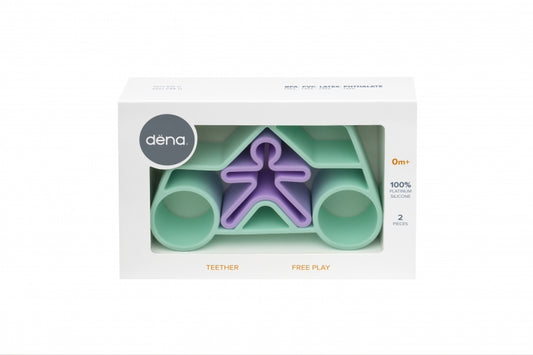 Dena bijtspeelgoed auto met mannetje mint 0+