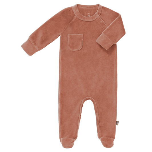 Fresk Pyjama velours with feet Ash rose size: 3-6 m