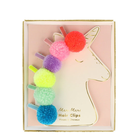 merimeri Unicorn pompom hair clips