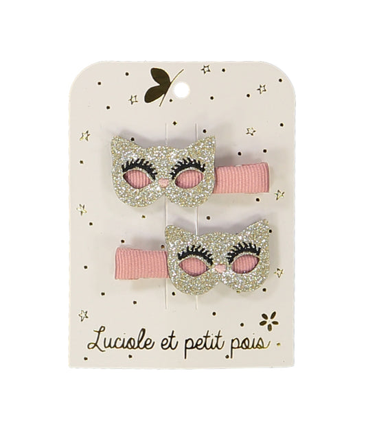 lucioleetpetitpois haarspeldjes cat masks girl - goud (set)