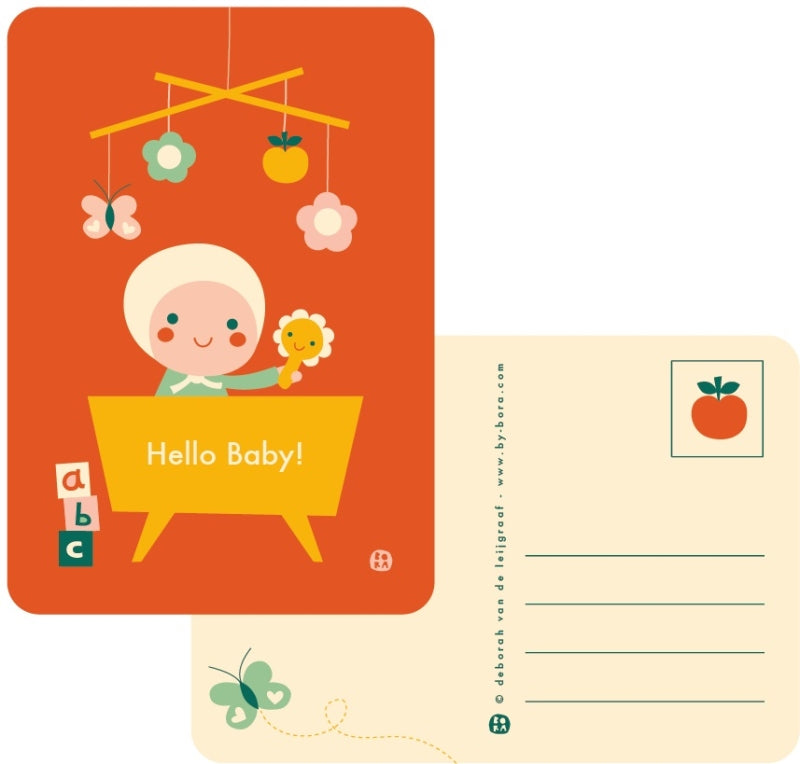 Bora kaart plus enveloppe baby rood