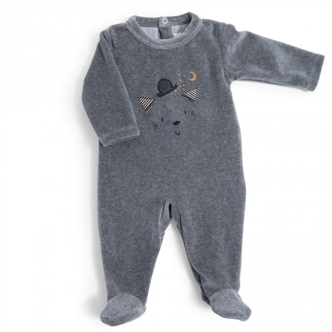 moulinroty onecie fernand grey velour 12m